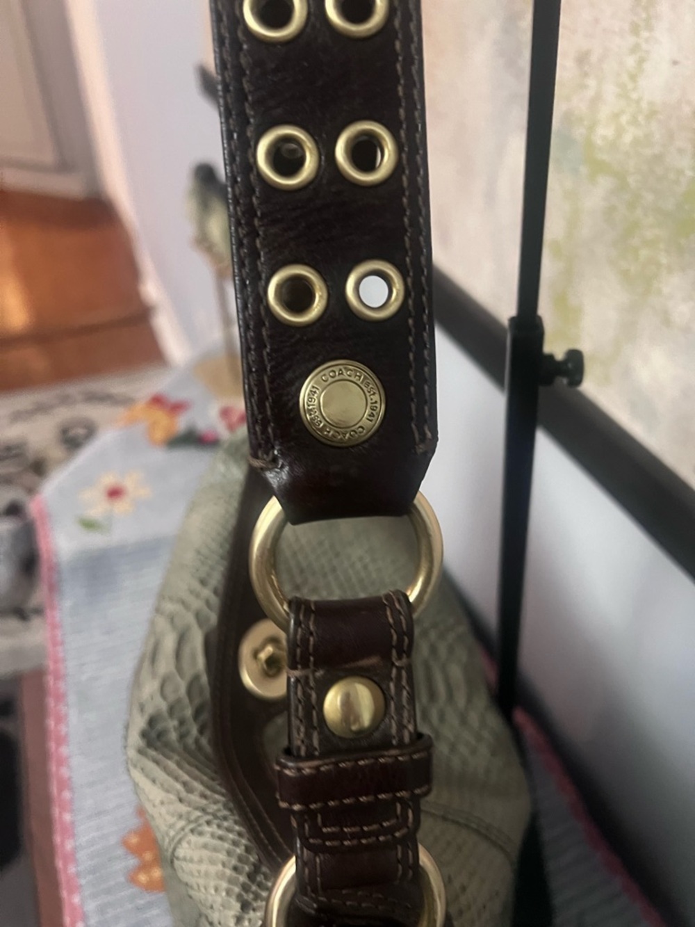 Coach Chelsea Turnlock Light Green Snakeskin Leather Hobo 2007/Y2K - Picture 9 of 14